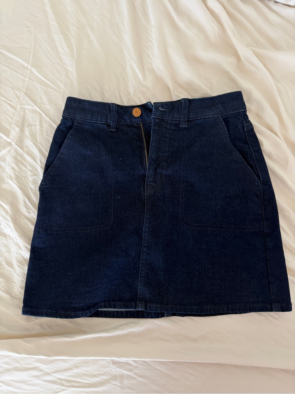 Roem Dark Blue Denim Mini Skirt - Women's Classic A-Line
